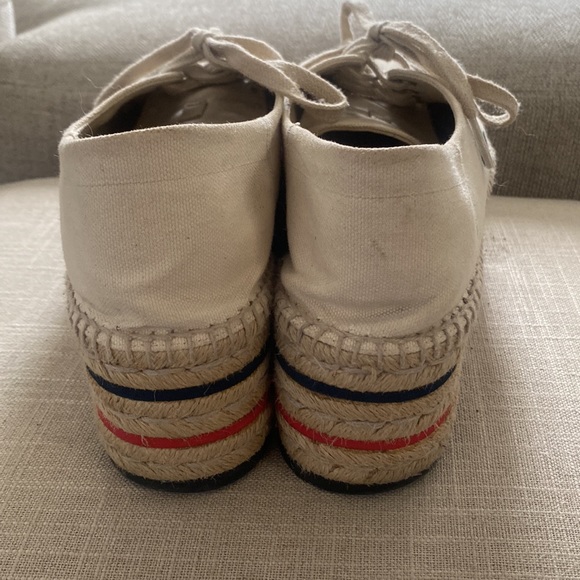 Gucci Canvas Logo Lace-Up Platform Espadrilles Greggio Grege - Picture 2 of 8